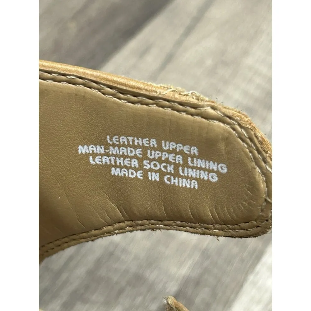 EARTH Kristy Leather Peep Toe Bootie Shoe Size 8D Wide Sand Camel Brown 2” Heel - Image 9