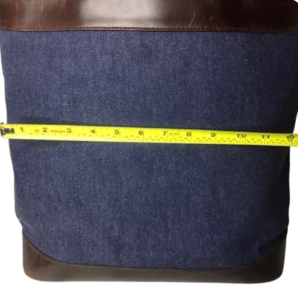 RALPH LAUREN Denim & Braided Leather Shoulder Strap Oversized Lined Tote Bag - Image 6