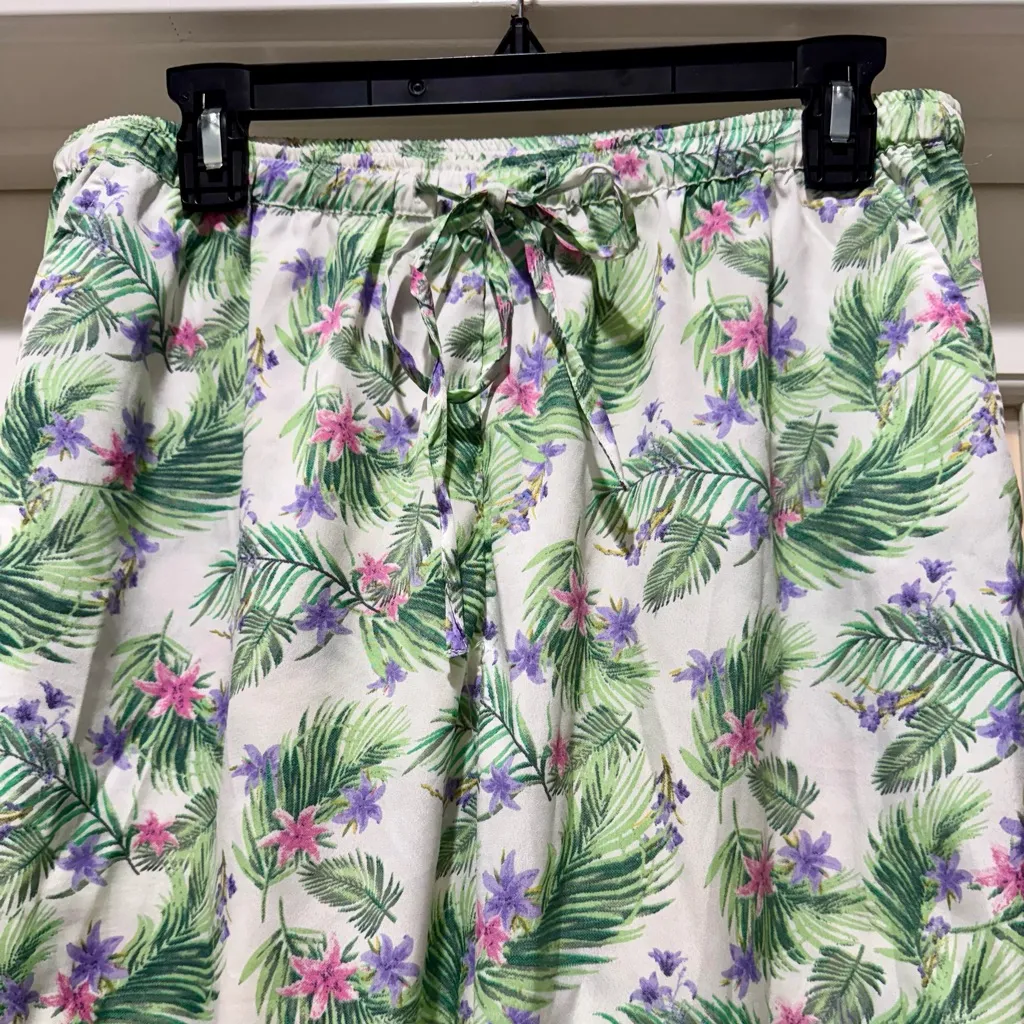 Cynthia Rowley Floral Palm Tropical Pajama Set – Top & Pants Size L - Image 9
