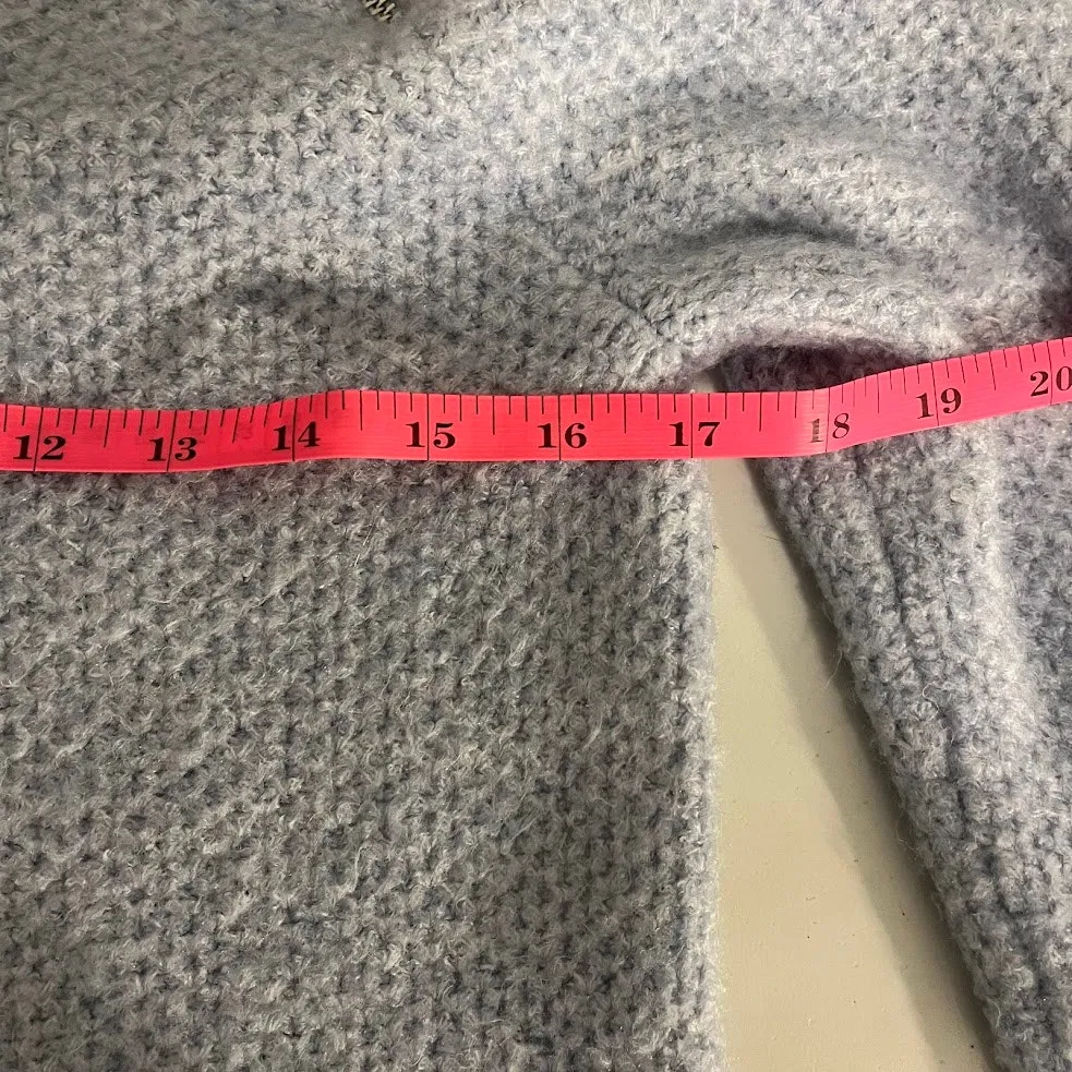 Abercrombie & Fitch Blue Waffle‎ Knit Sweater with Exposed Zipper - Small - Image 6