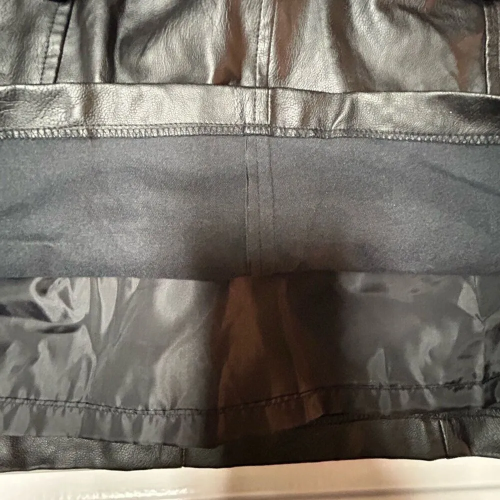 NWT Nasty Gal IVIVI Black Faux Leather Back Zip Faux Pocket Mini Skirt Womens L - Image 12