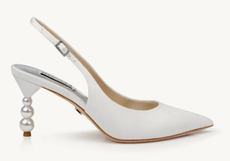 Badgley Mischka Beatrix Pointed-Toe Slingback Heel w/ Pearl-Beaded Heel 9.5 NIB - Image 1