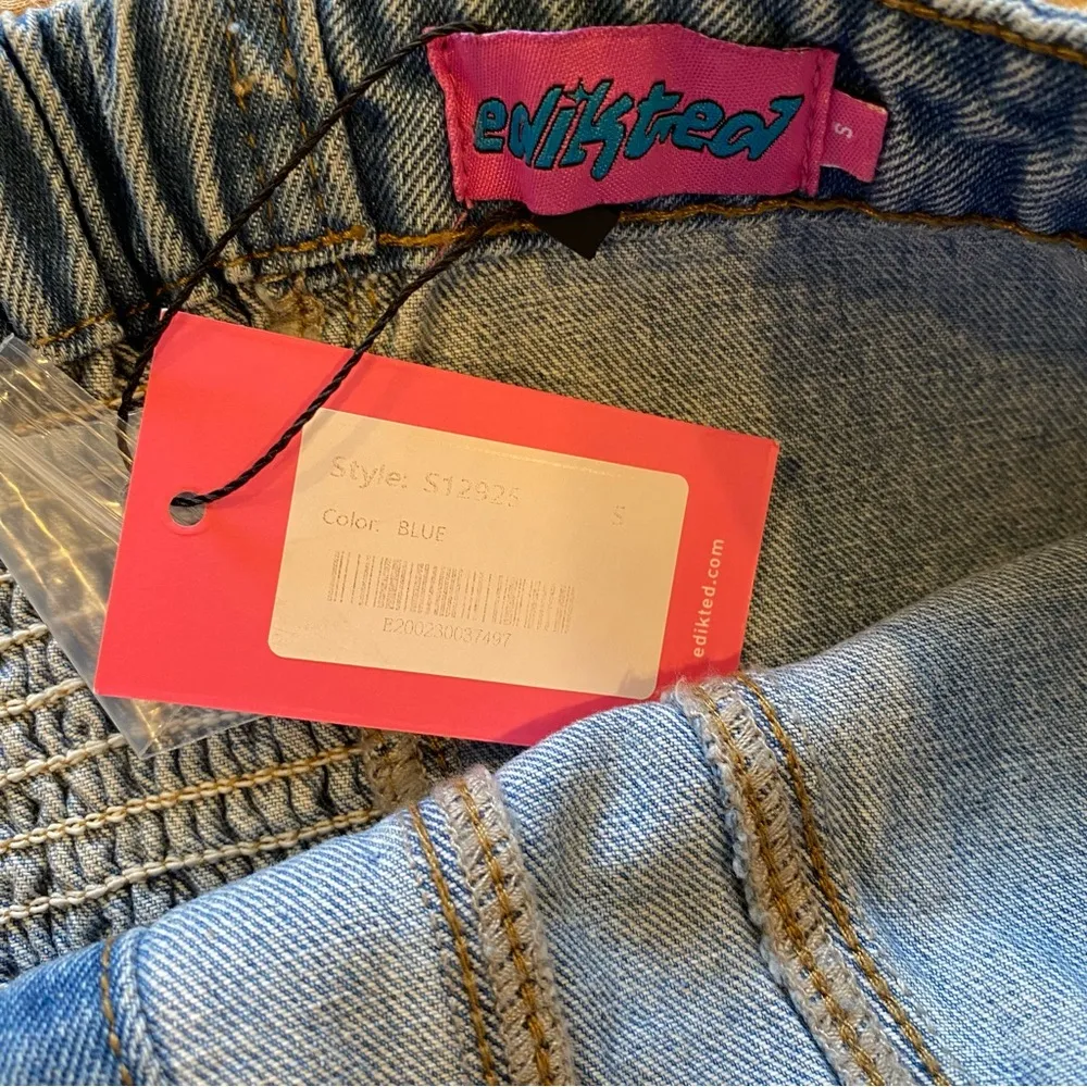 Edikted Denim Strapless Corset Bustier Top - Image 8