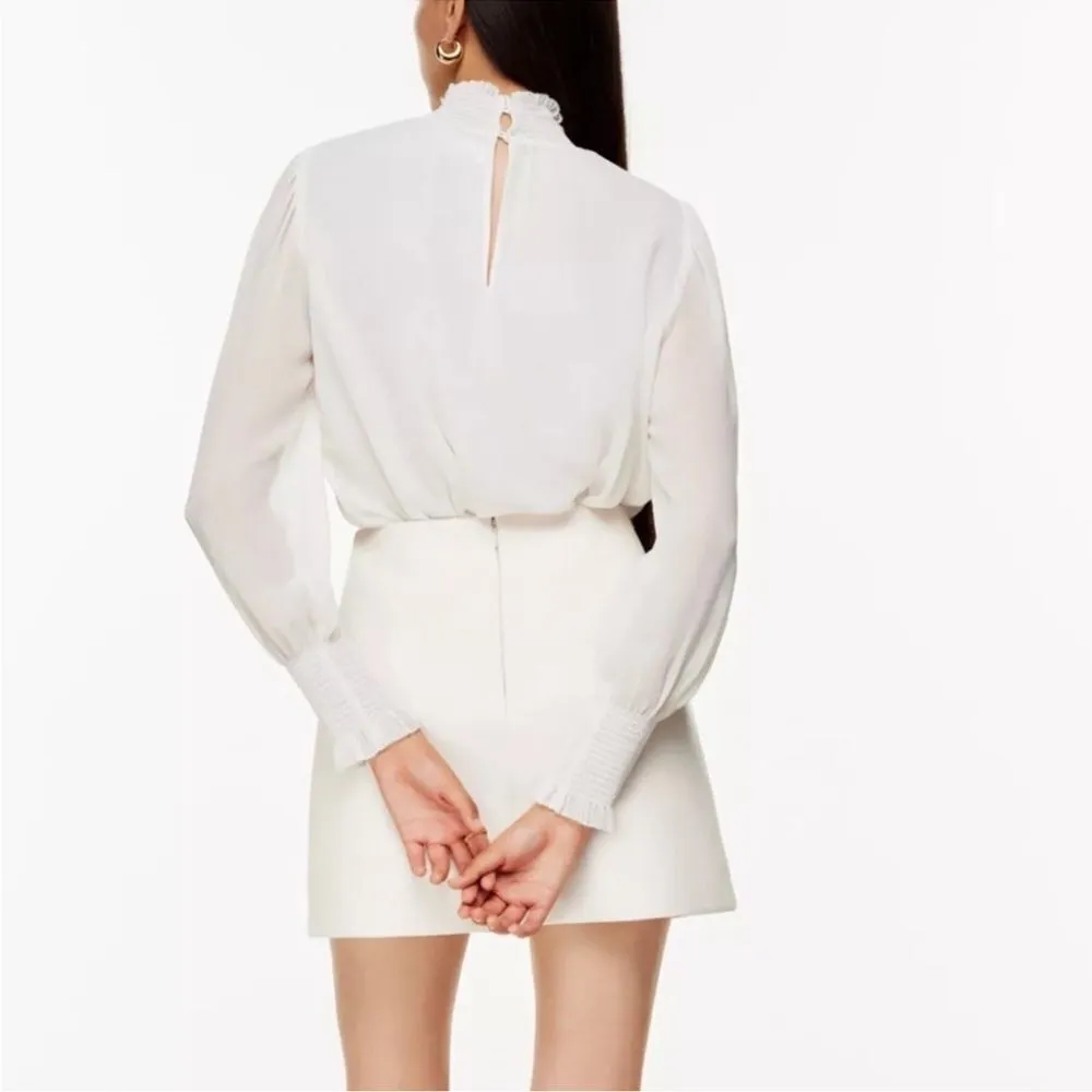 Aritzia Wilfred Valencia Blouse in White Size S Long Sleeve Chiffon - Image 6