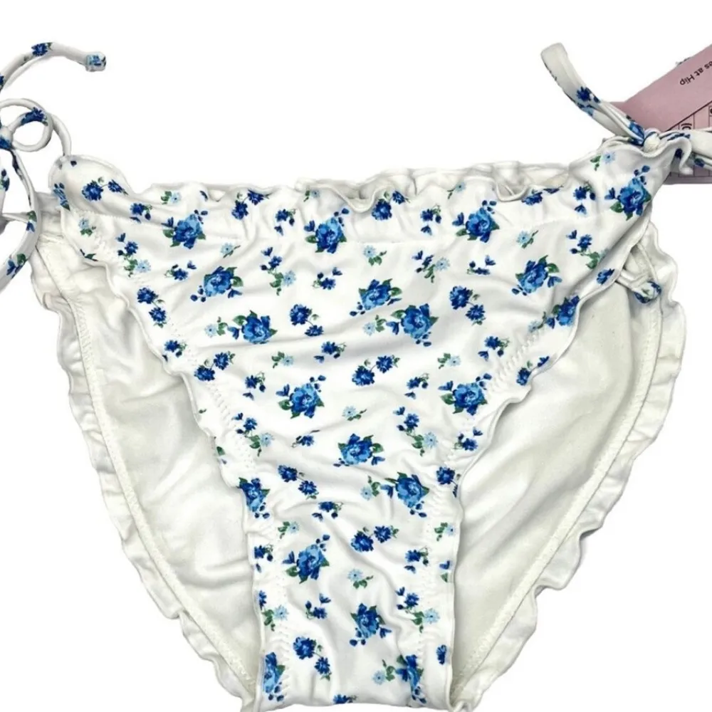 Wild Fable Floral Bikini Bottoms White Blue Print Size Large NWT - Image 4
