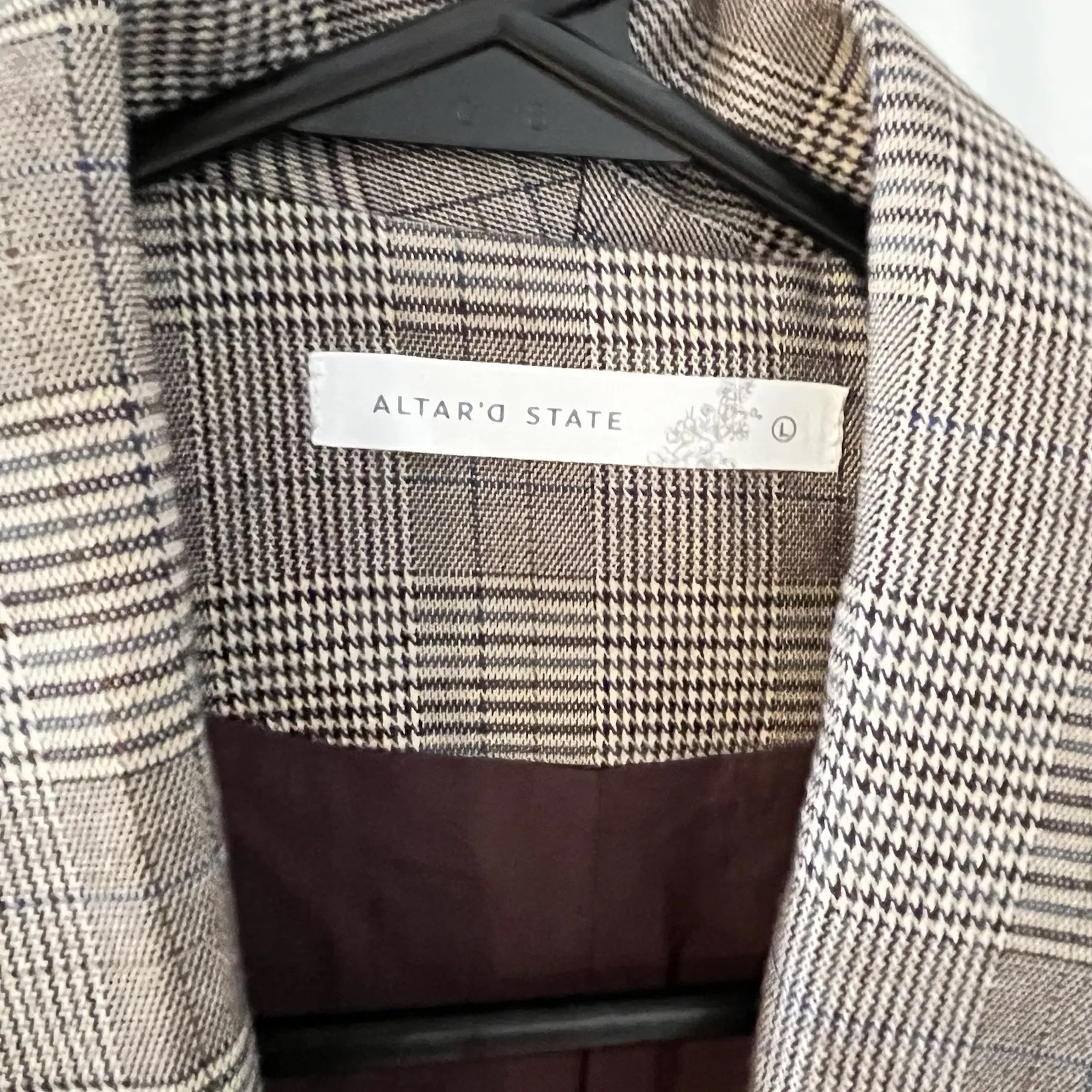 NWT Altar'd State Plaid Collared Longline Blazer Jacket Casual Chic Size L - Image 4