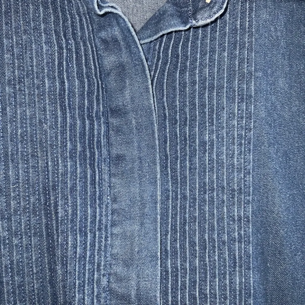 Premier International Vintg Blue Denim Pintuck Long Sleeve Button Front Shirt M Size M - Image 5