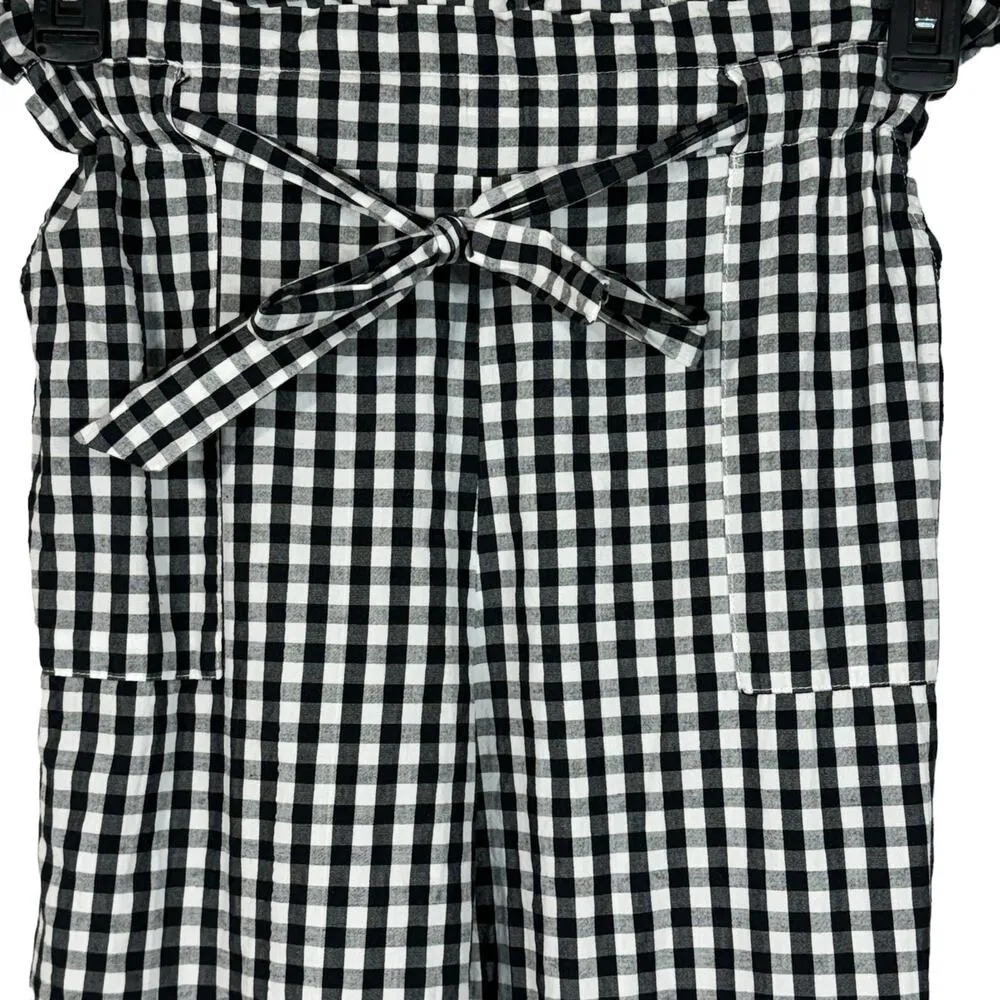 Kendall & Kylie Small Crop Top Capri Set Buffalo Plaid Hi-Rise Pockets Black - Image 7