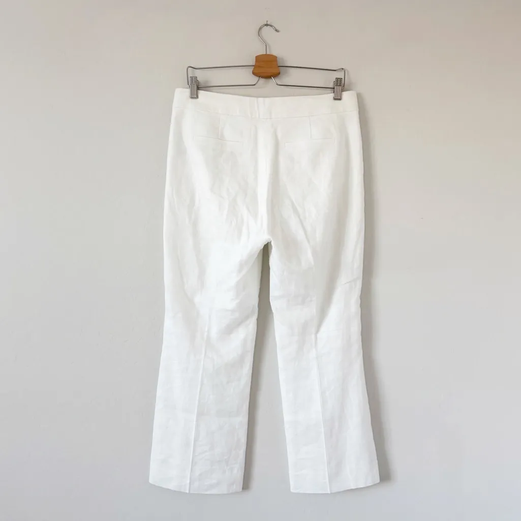 J Crew Hayden Kickout Crop Pant in White Linen Blend Size 10 - Image 5