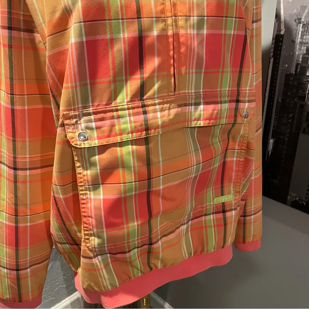 🍒LIZGOLF PLAID WOMEN’S HALF ZIP WINDBREAKER JACKET SIZE MEDIUM 🍒 Red - Image 2