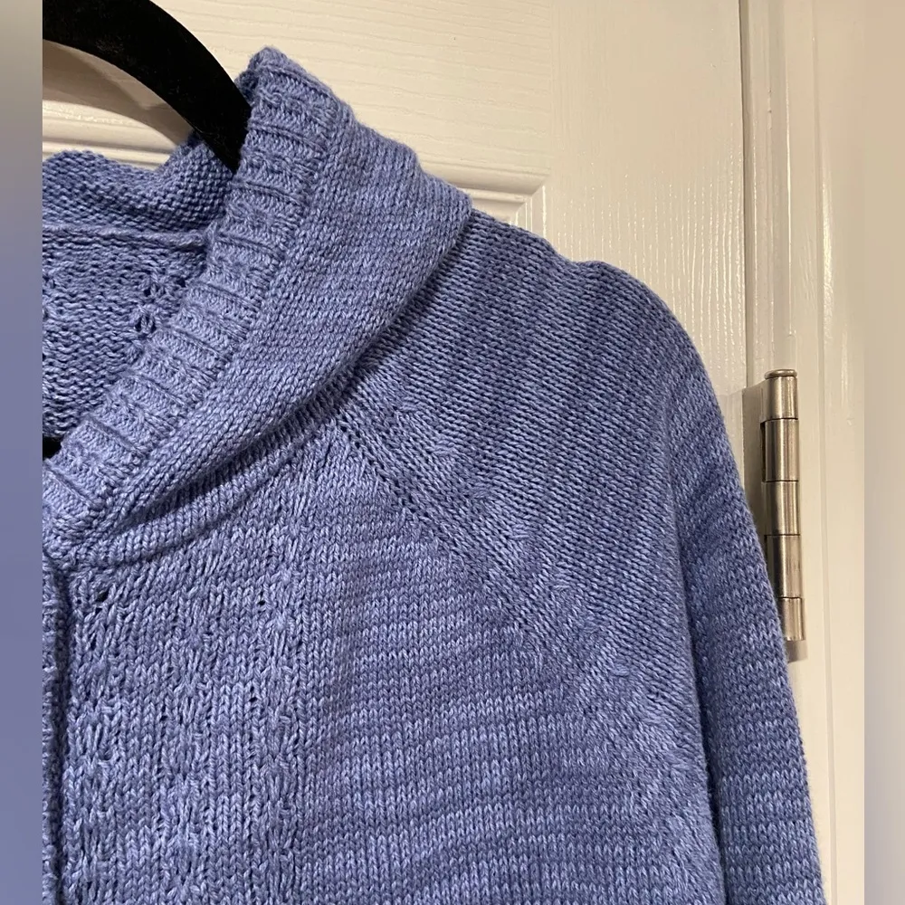 NWT NorthStyle Size S Blue Heather Button Front Hooded Cable Knit Cardigan - Image 6