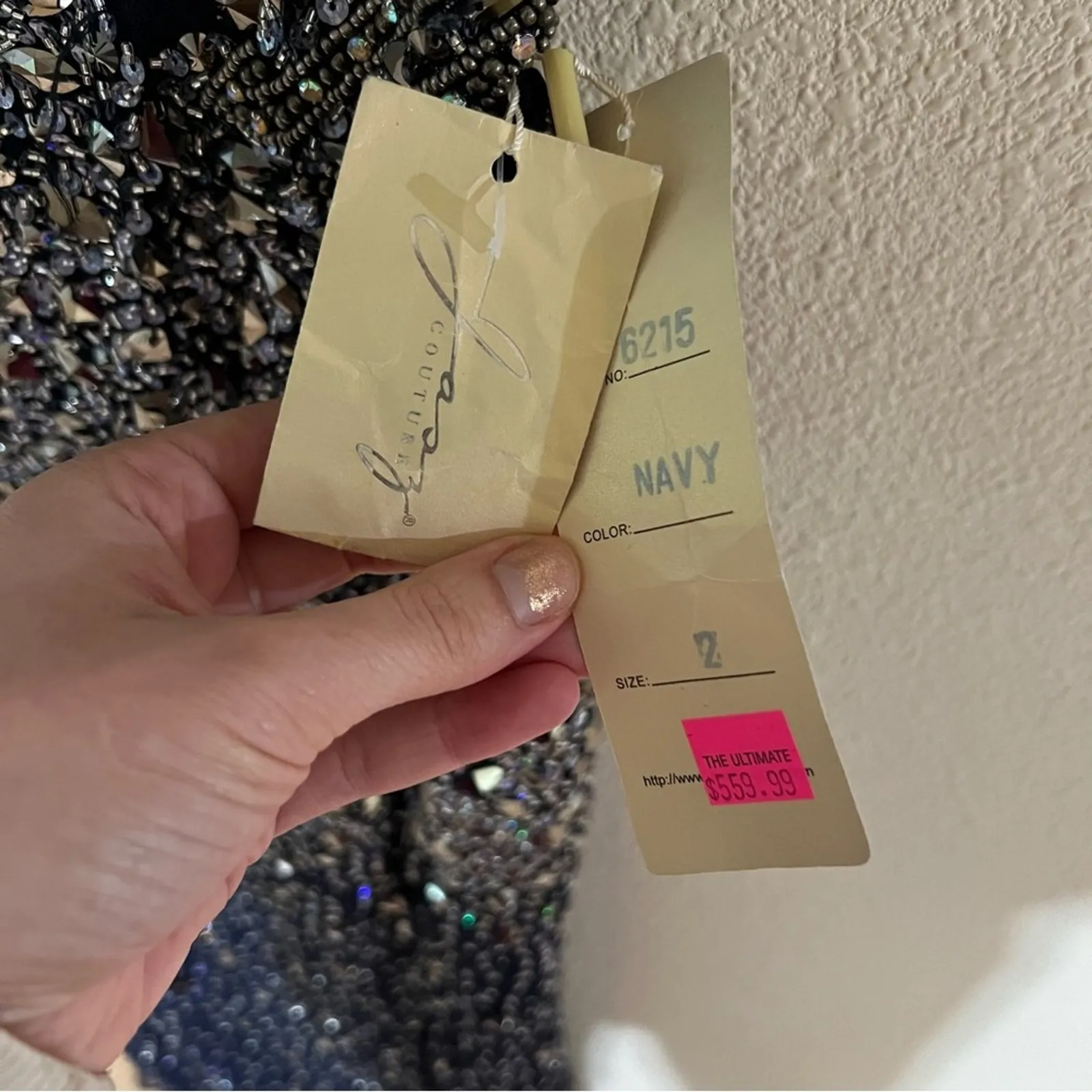 Jasz Couture 6215 navy blue ombre fully beaded cutout prom dress NEW 2 - Image 7