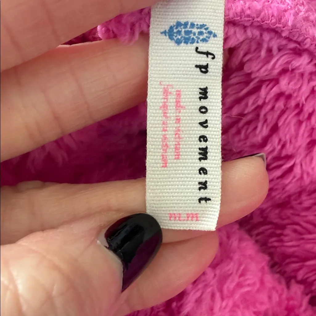 Free People Movement Big Sky Hot Pink Funnel Neck Popover Fleece Jacket Size M - Image 3