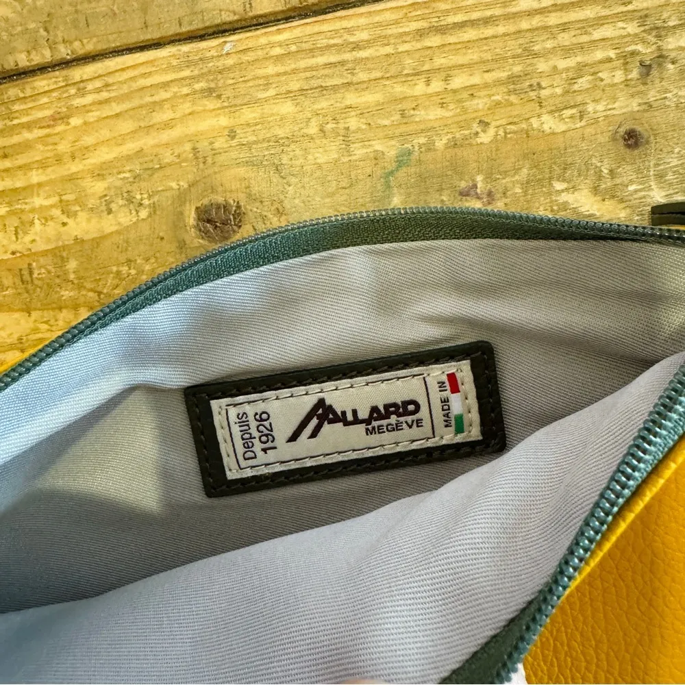 AAlard Megeve Made in Italy clutch pouch wristlet and coin set Yellow - Image 5