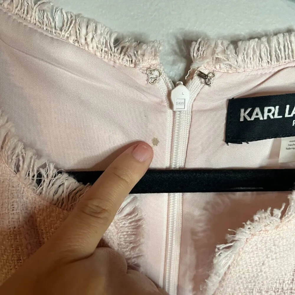 Karl Lagerfeld Women's Pink Sleeveless Tonal Tweed Pocket Sheath Dress - Image 6