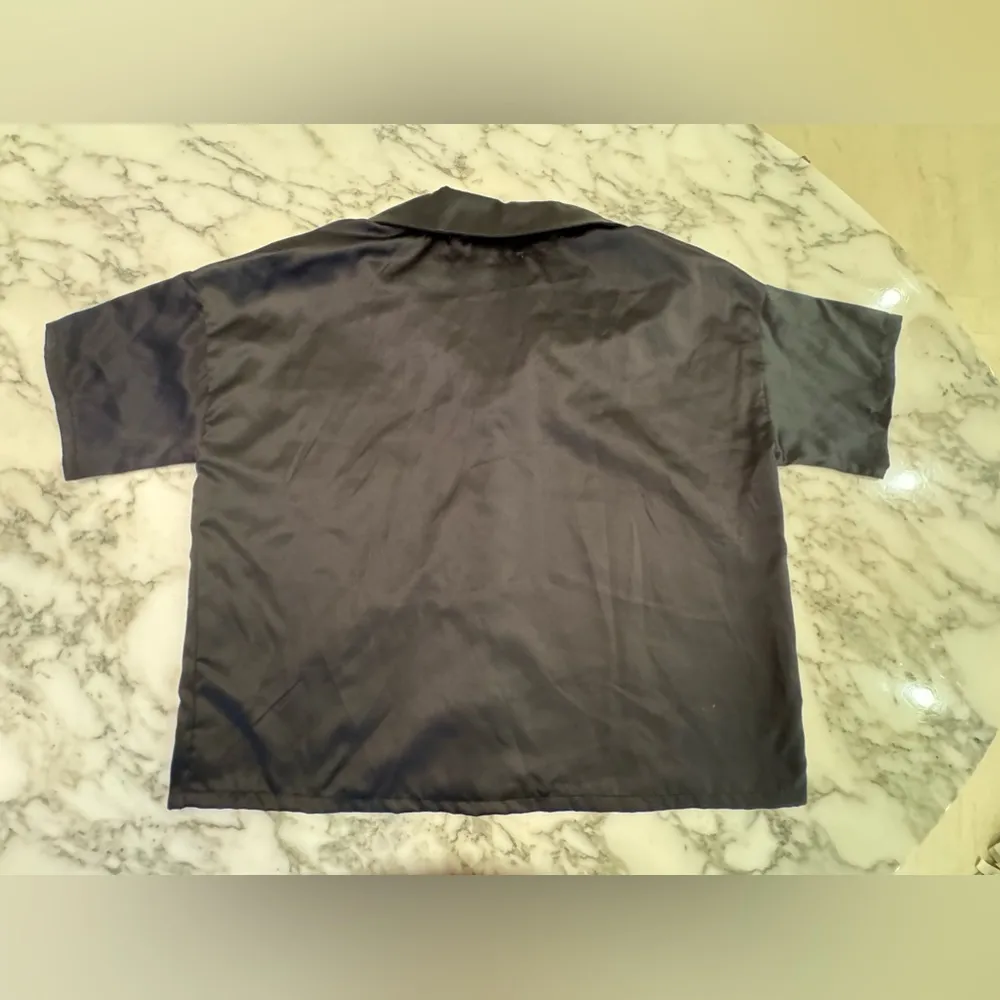 KIKIT Nordstrom Womans Luxurious Long Sleeve Satin Sleep Shirt Pj Size Medium Black - Image 4