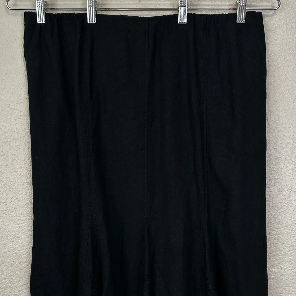 Hillard & Hanson Linen Blend Black Eyelet Midi Skirt, Size 1X - Image 2