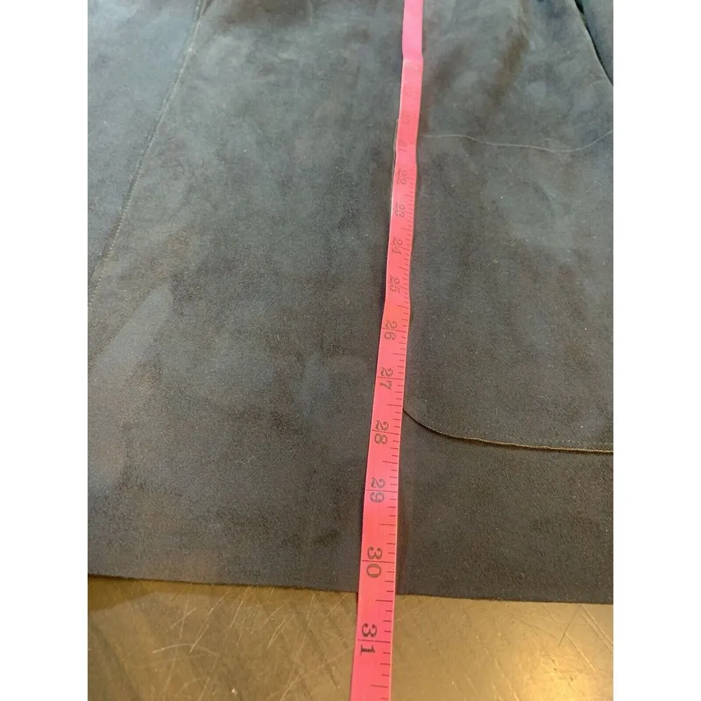 Joan‎ Vass Faux Suede Vegan Leather Blazer Womens XL Black Stretch Jacket - Image 15