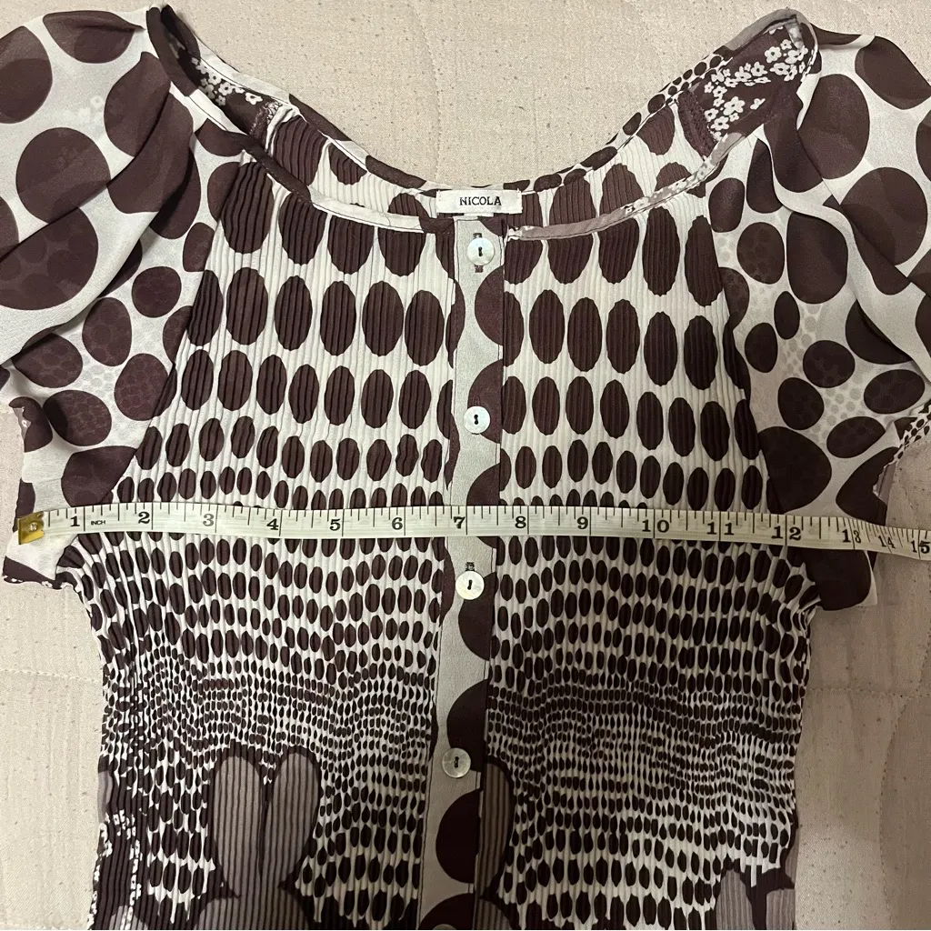 NICOLA Vintage Y2K Brown and White Patterned Button Up Blouse - Image 5