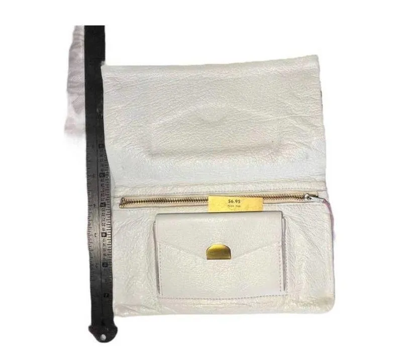 Kressline Grab Bag Wallet Talon Zipper Purse White leather clutch vintage - Image 5