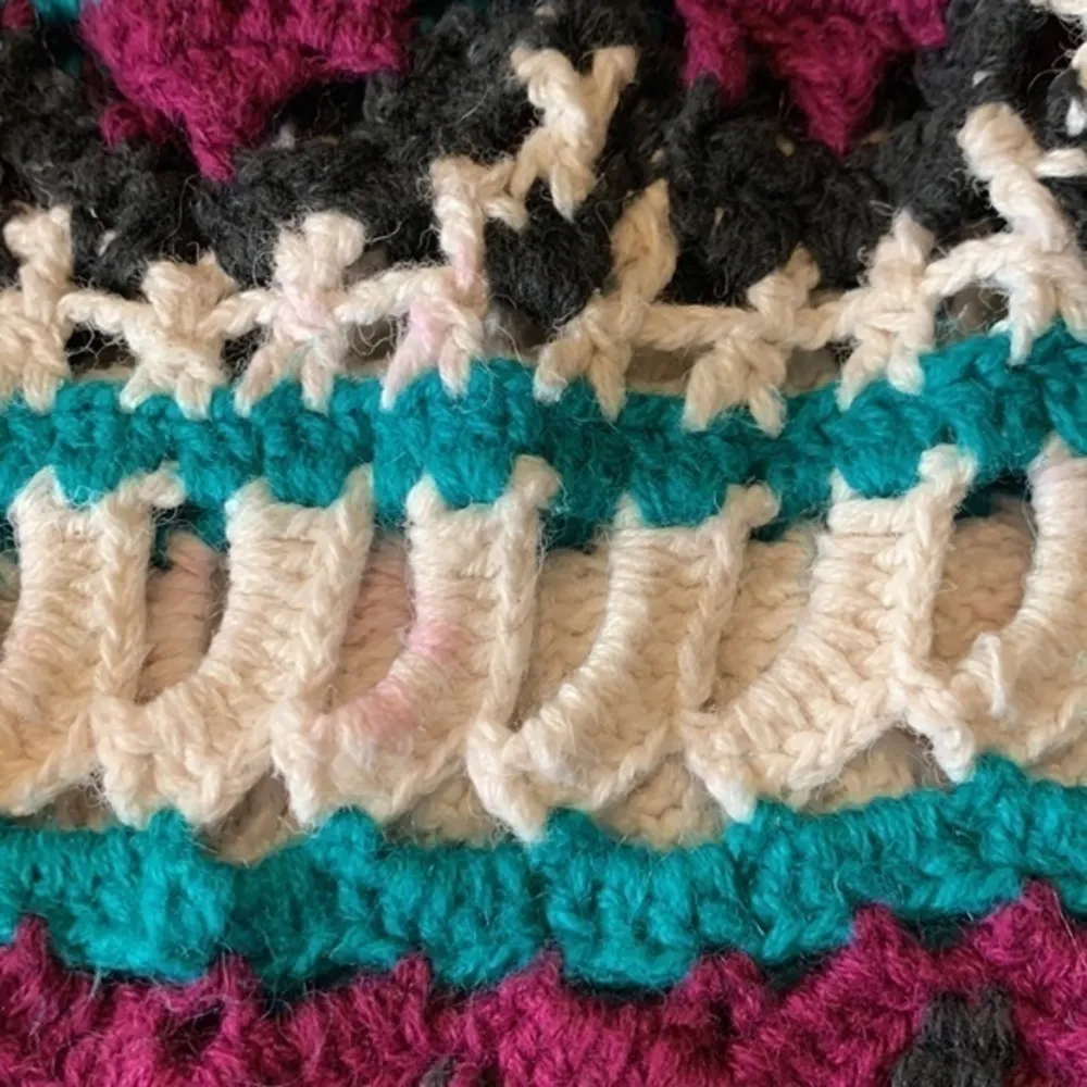 Vintage AJ Brandon hand crochet cardigan sweater L see measurements Purple Size L - Image 8