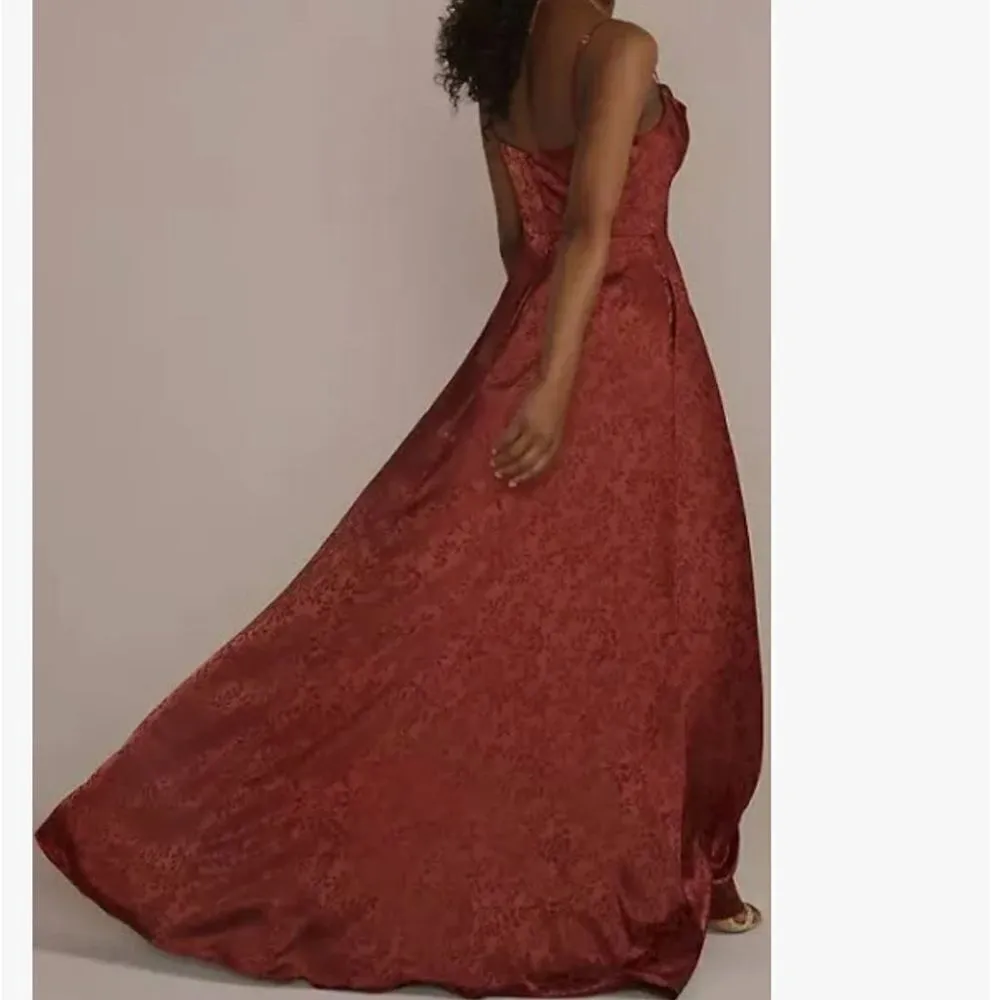 David’s Bridal 
jacquard cowl neck bridesmaid dress Cinnamon - Image 2