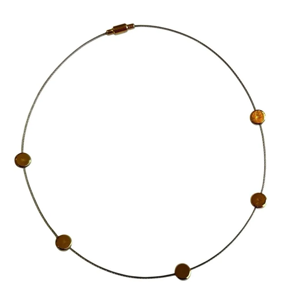 Gold Tone Crystal Bezel Cable Choker Necklace - Image 6