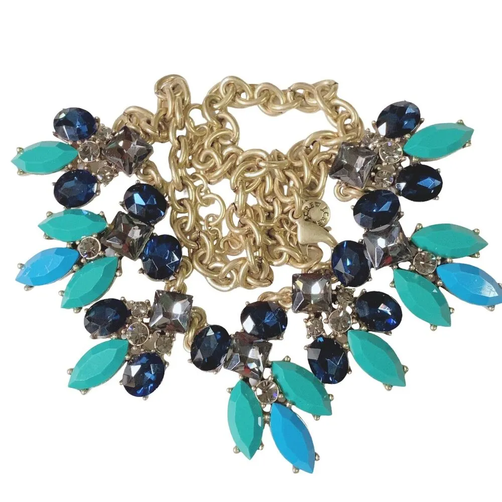 Vintage Women’s J. CREW Gold Tone Glass Lucite Rhinestones Choker Necklace - Image 2