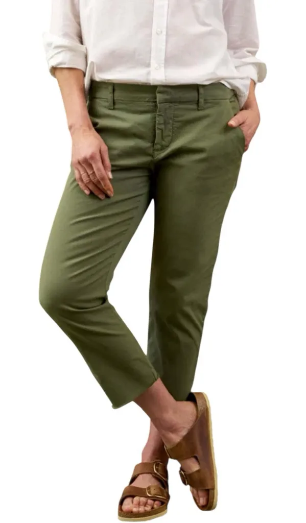 New Frank & Eileen Wicklow Italian Green Performance Twill Crop Pants Sz XS $298 - Image 1