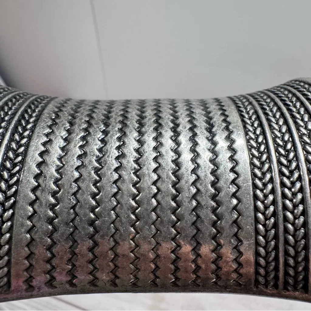 MNG Mango Etched Cuff Bracelet African Indian  Gladiator Boho Statement Piece - Image 6