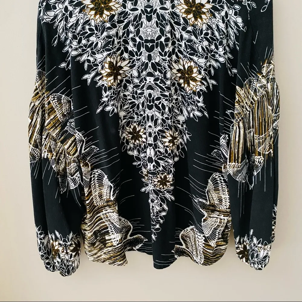 Free People Birds of a Feather Floral Blouse Black Sz Small - Image 8