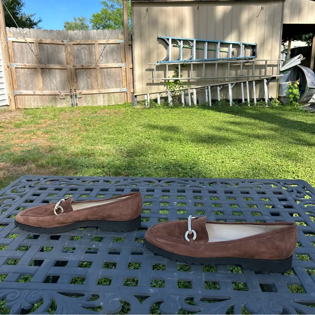 Amalfi Rangoni Loafers Size 12.5 Brown Suede Walk On Air Brown Slip On Casual‎ - Image 6