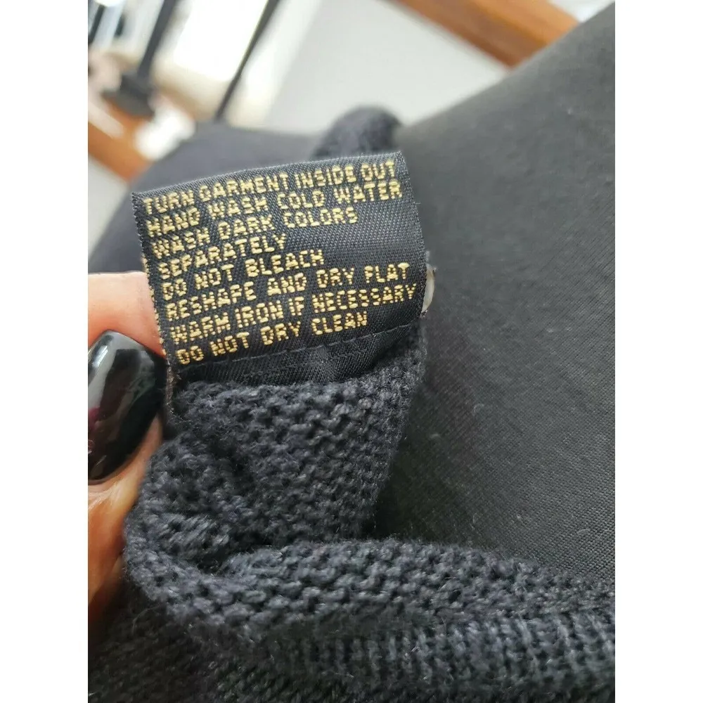 Requirements Women Solid Black Ramie Scoop Neck Long Sleeve knit Sweater Size XL - Image 9