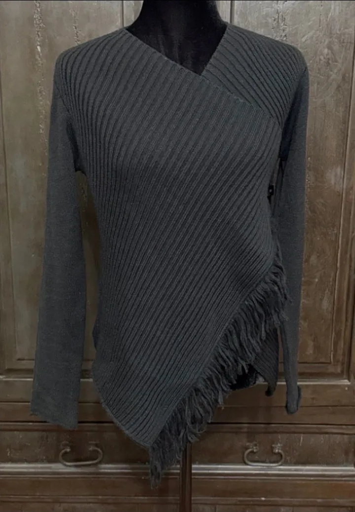 Silvia Novelli merino wool blend ribbed knit cardigan made in Italy - Size Large - Image 1