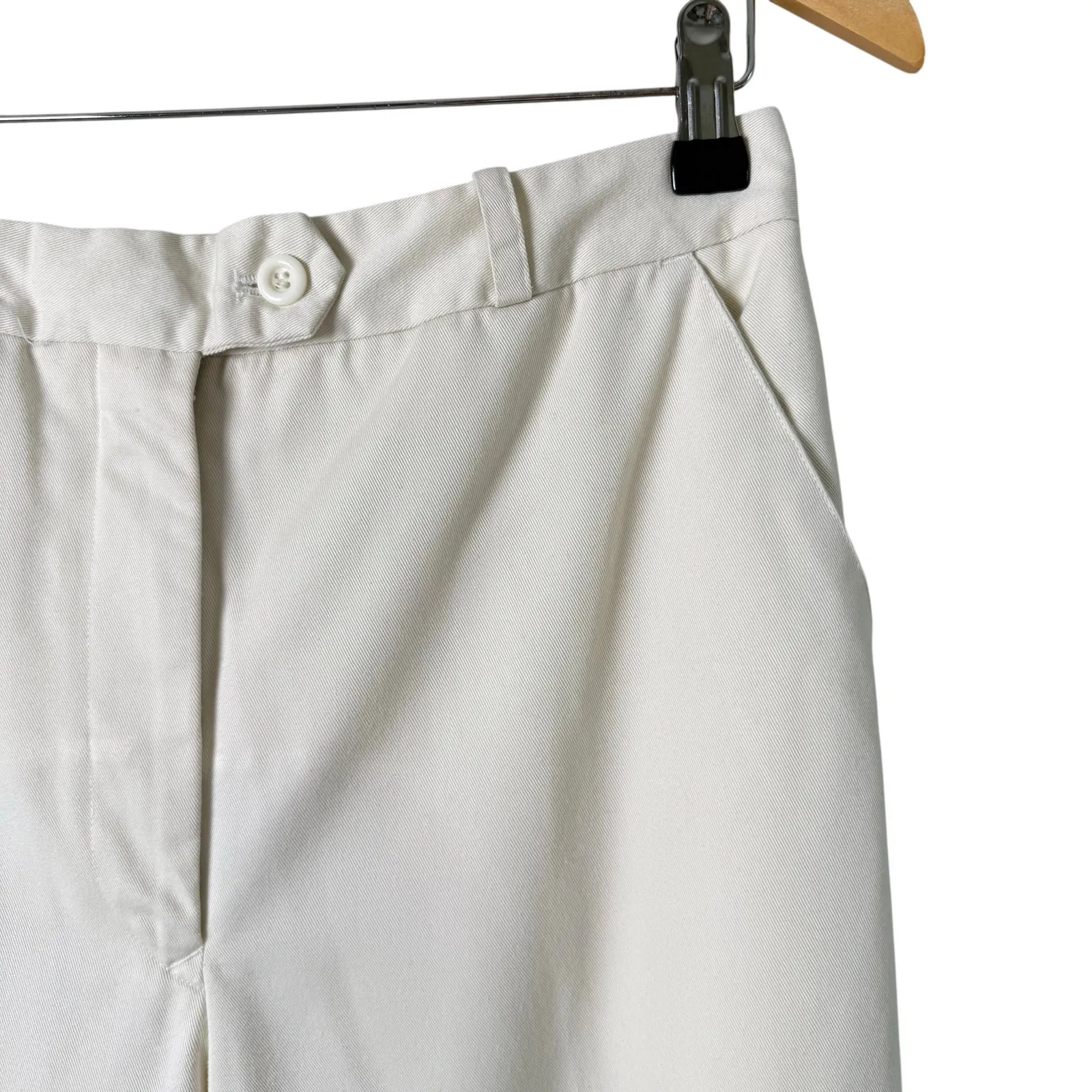 Vintage Sasson‎ Cream High Waisted Tailored Pants Straight Leg Cotton Blend, 12 - Image 4