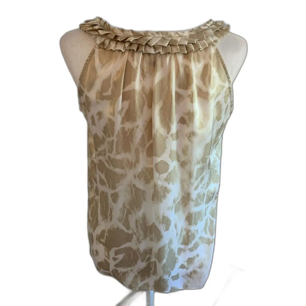 Michael by Michael Kors | 100% Silk Animal Print Ruffle Neck Blouse Size 4 - Image 3