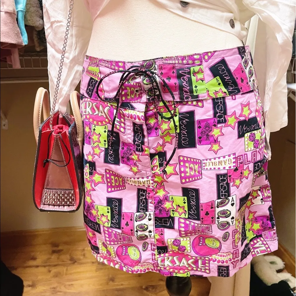 Authentic Versace RARE Vintage Y2K Pink Vegas Star Mini Skirt - Image 10