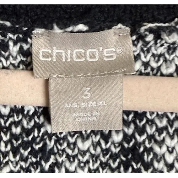 Chicos 3 US XL Black White Embellished Houndstooth Cardigan Sweater Career Party - Image 5