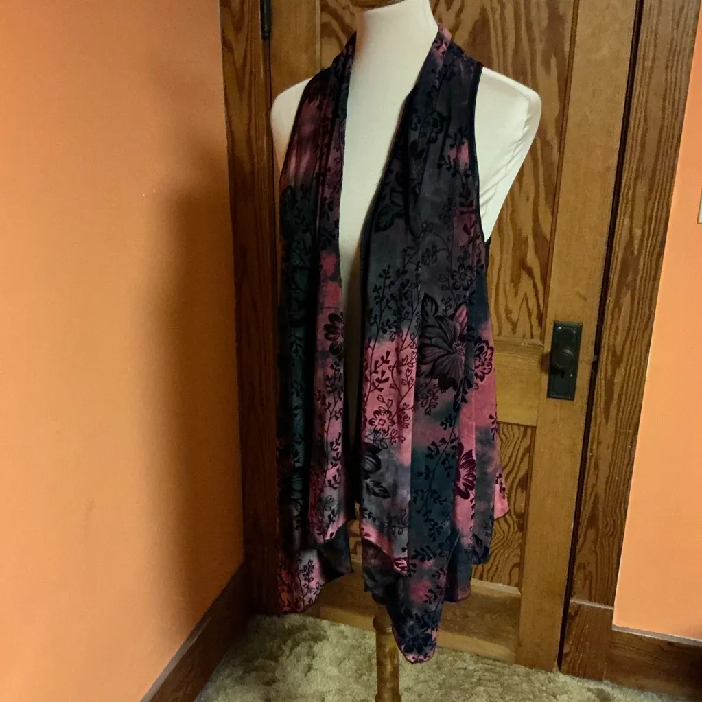 Vtg Y2K pink n black tie dye cover up vest - Image 9