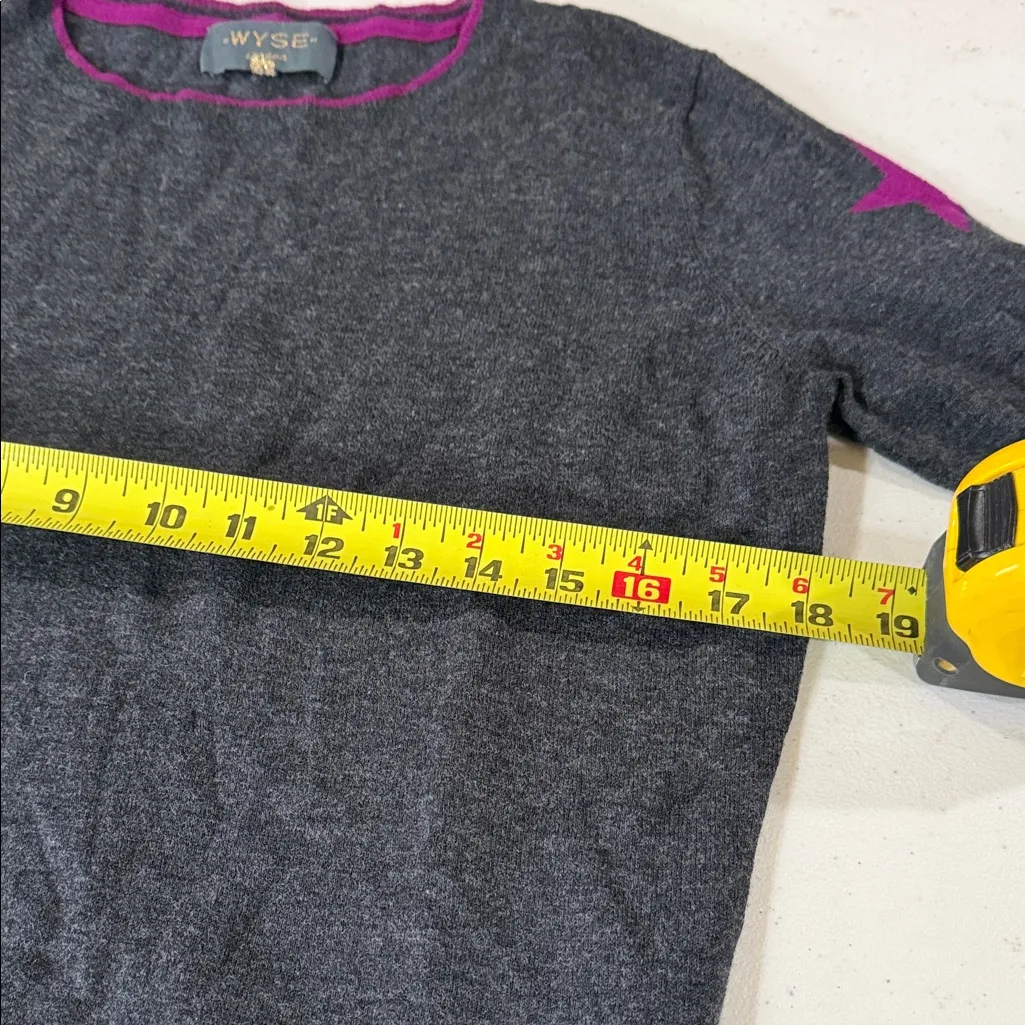 100%Cashmere Dark Gray Women's Sweatshirt with Multicolor Sleeve Details Size undefined - Image 7