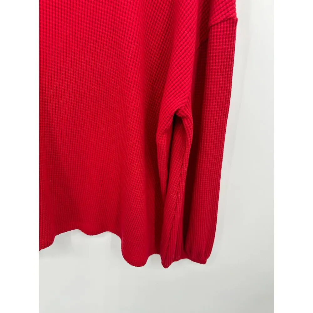 Ava & Viv Sweater Women 2X NWT Red Mock Neck Textured Long Sleeve Pullover - Image 3