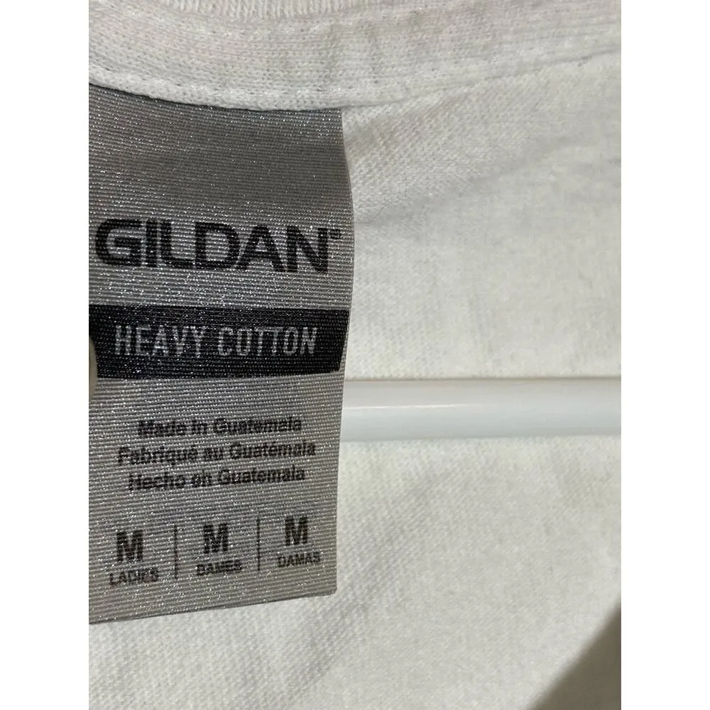 Gildan Tee Keep Him Down To Keep Him Around V-neck Graphic Tee White Medium - Image 3