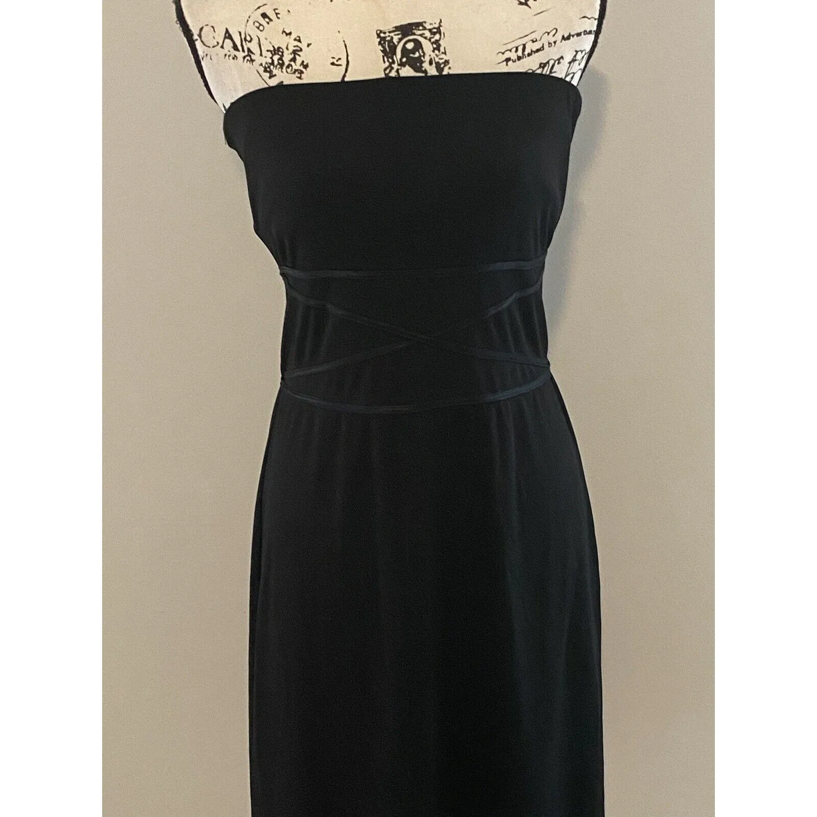 White House Black Market Front Ribbon Back Tie Strapless Body Fit Dress Sz M - Image 12