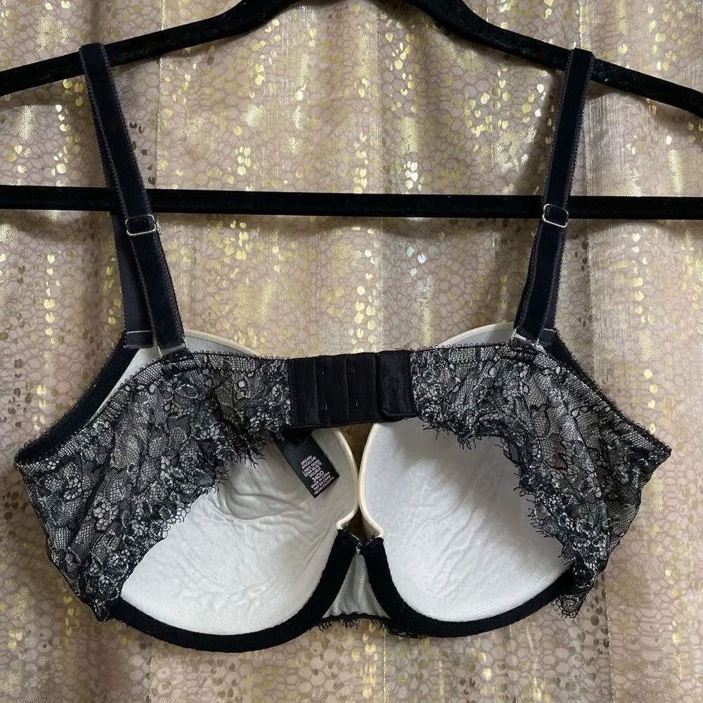 Victoria's Secret Dream Angels Lined Demi Ivory Black Lace Sexy Bra 34DD - Image 2