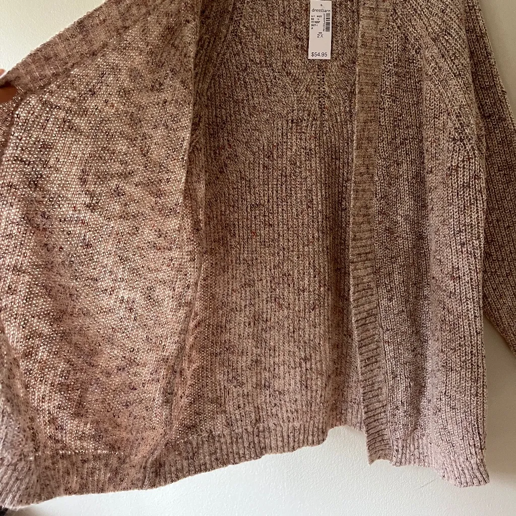 Retrology‎ Plus Sz 3X Knit Pink Cardigan Sweater Open Stretch Drop Shoulders - Image 3