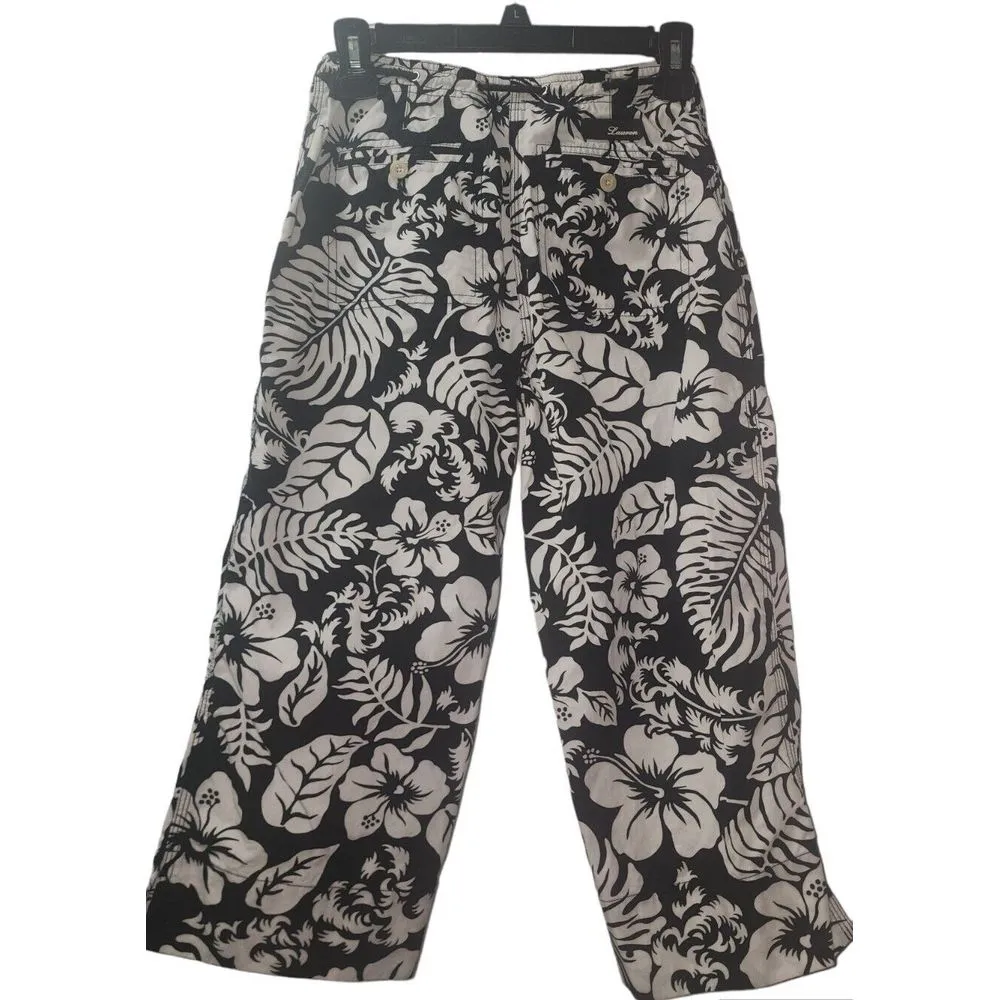 Lauren Ralph Lauren Petite 2P 100%‎ Cotton Black &White Floral Capri Pants - Image 2