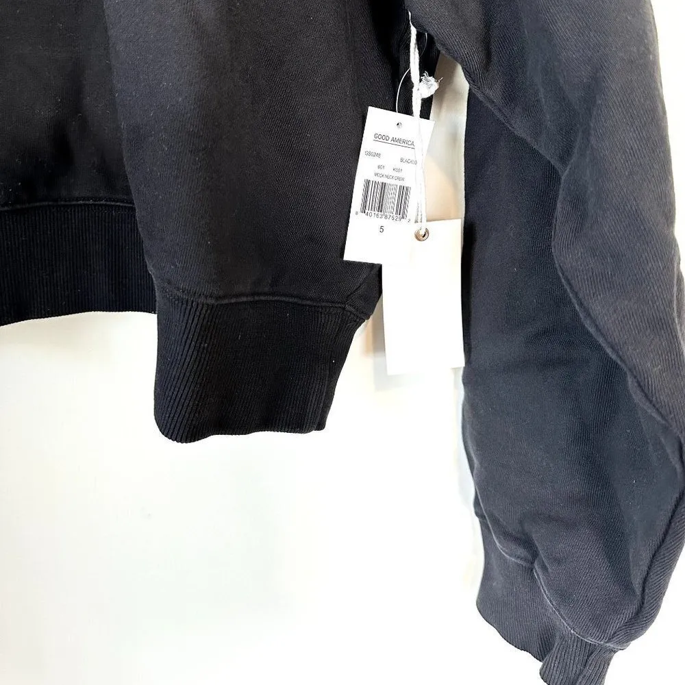 NWT Good American Black Cropped Crewneck Sweatshirt - Size 5 (XXL) - Image 6