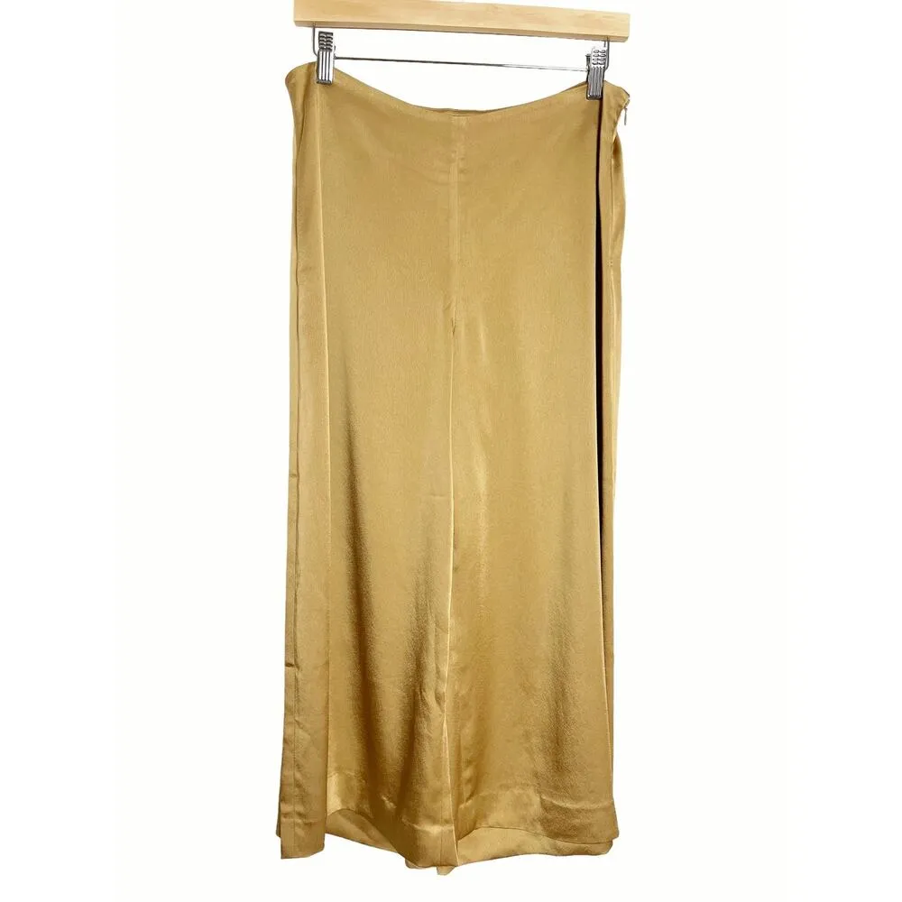 Vince Colotte Tan Satin Cropped Wide Leg High Rise Pants Size 8 - Image 4