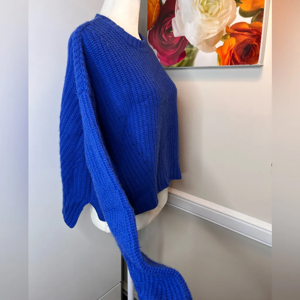 Naadam Chunky Ribbed Wool Cashmere Cropped Crewneck Sweater in Ice Blue Xs - Image 6