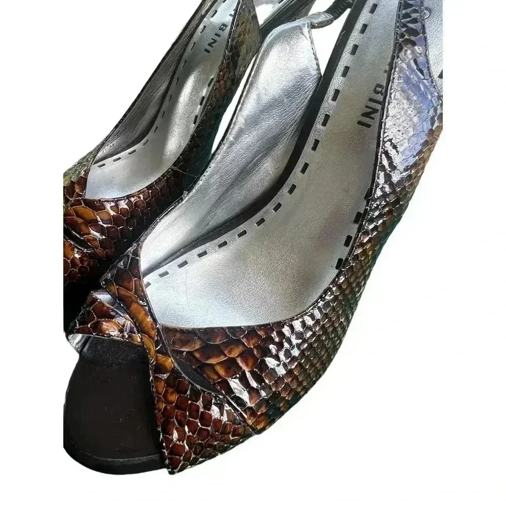 Gianni bini peep toe high heels snakeskin print size 7.5 - Image 3
